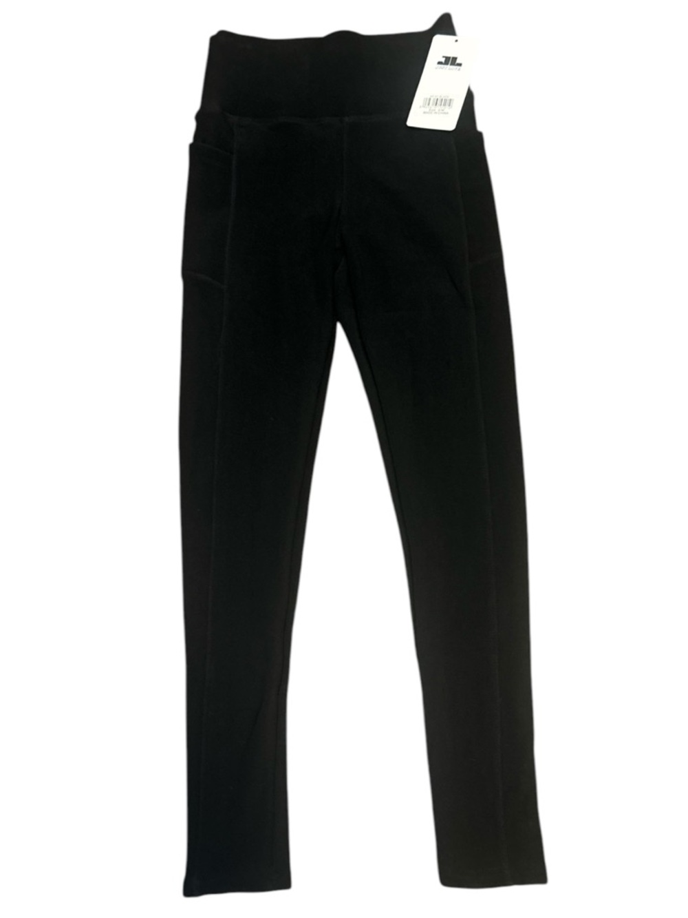 High-Waist Black Leggings with Side Pockets - Women's Activewear